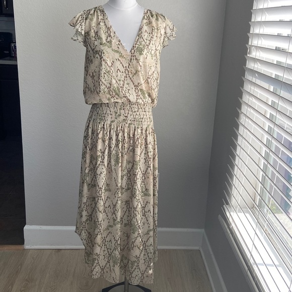 Ramy Brook Midi Dress With Flutter Sleeves And Smocked Waist - Picture 3 of 12